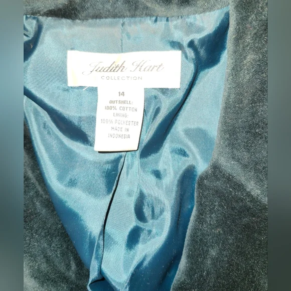 THIS IS A GEM! Womens Sz 14 Judith Hart Forest Green Velvet Style Suit - Picture 8 of 14